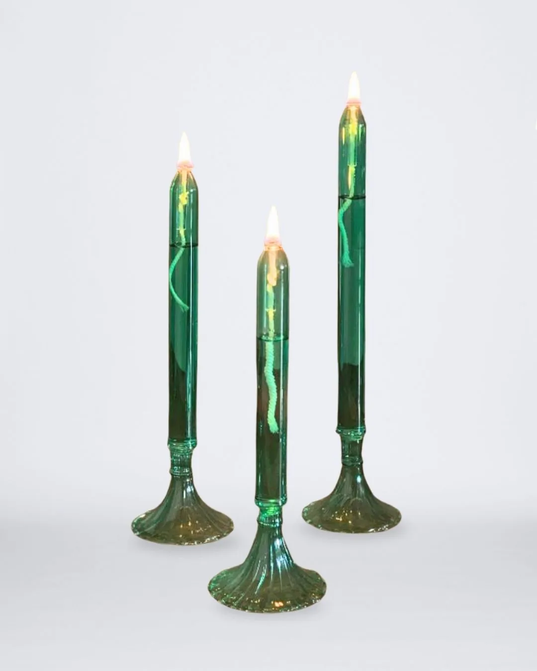 SET X3 VELA DE VIDRIO RECARGABLE VERDE