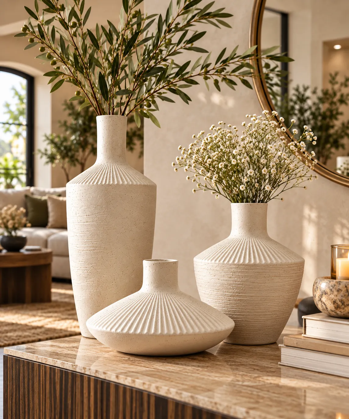 JARRONES DE CERAMICA BLANCO TEXTURIZADO COLECCION 253