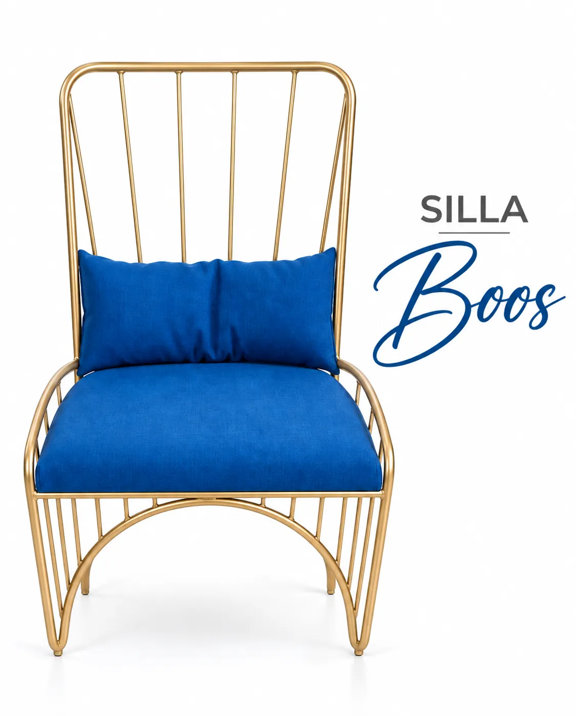 SILLA BOOS DORADA CON COJIN AZUL - imagen 4