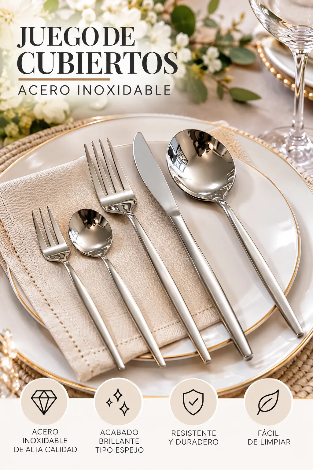 JUEGO DE CUBIERTOS PARA 4 PERSONAS