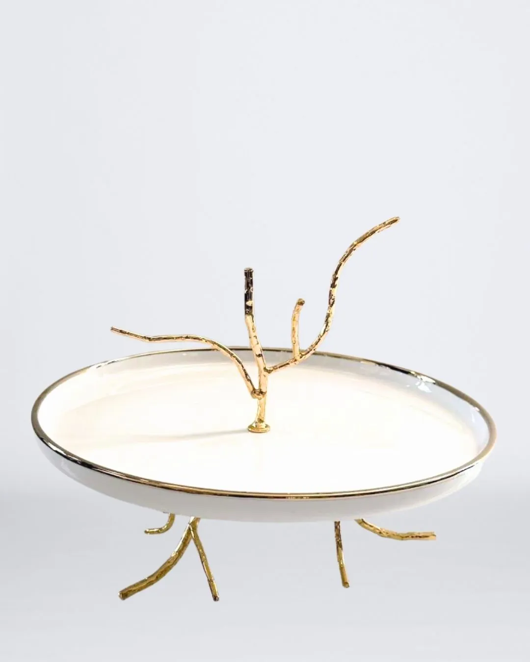 TORTERA DECORATIVA CERÁMICA PORCELANIZADA BASE METALICA