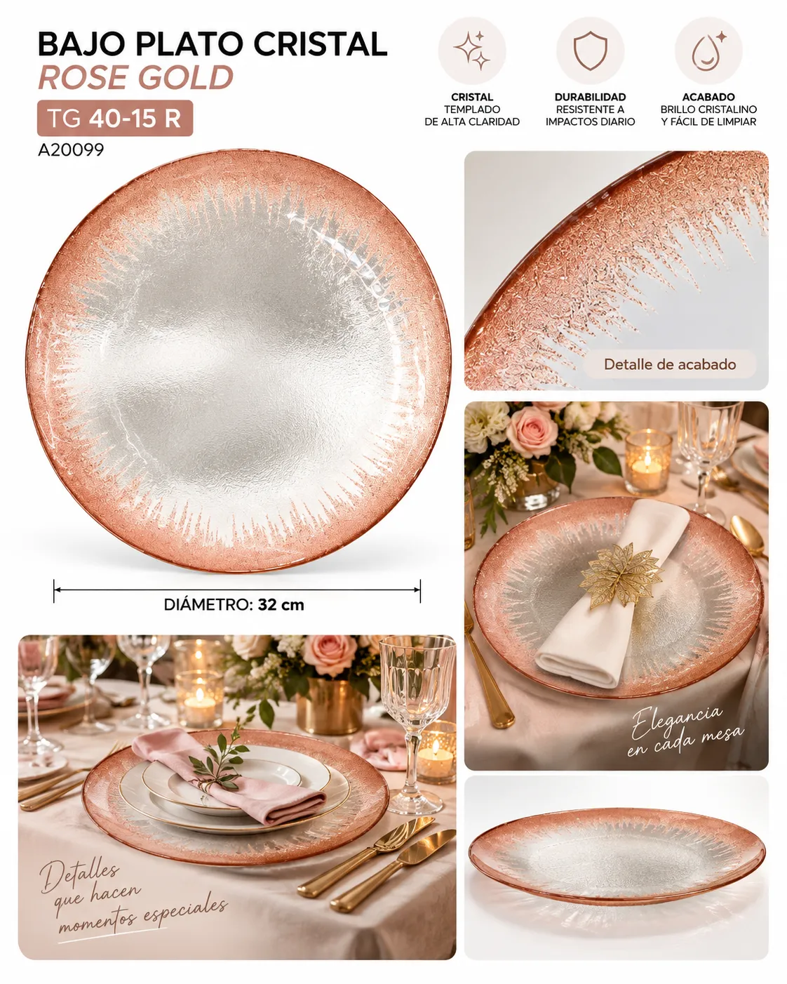 BAJO PLATO ROSE GOLD - imagen 2