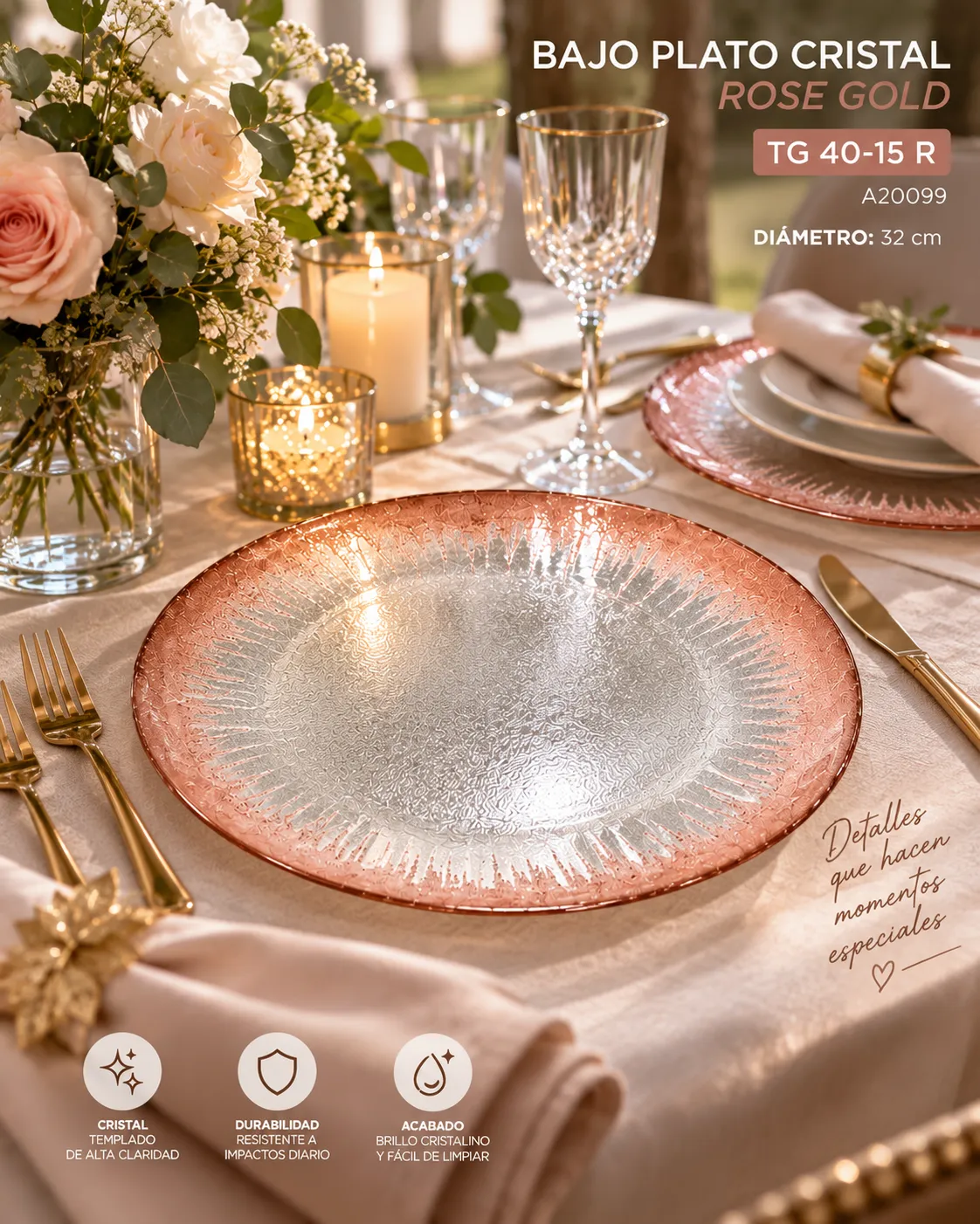 BAJO PLATO ROSE GOLD - imagen 4