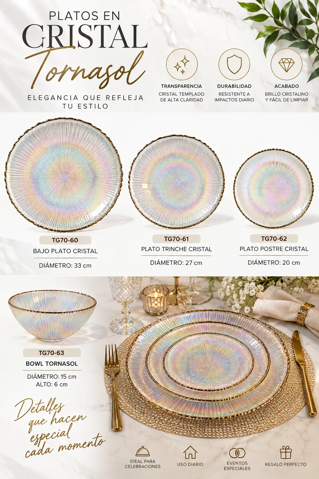 PLATOS CRISTAL TORNASOL