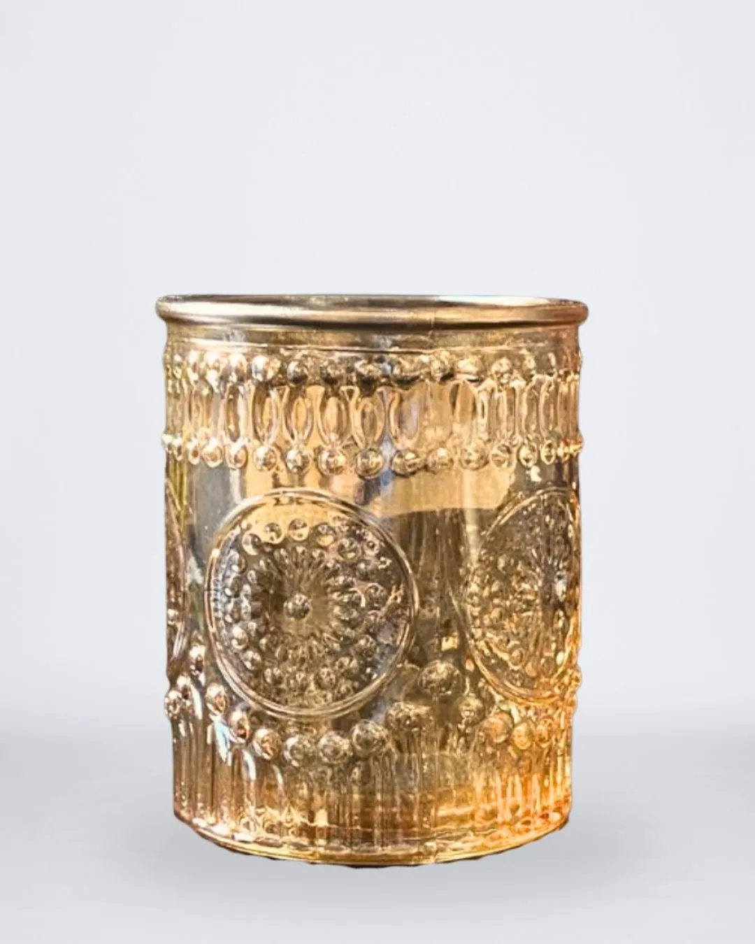 CANDELABRO VIDRIO LABRADO AMBAR