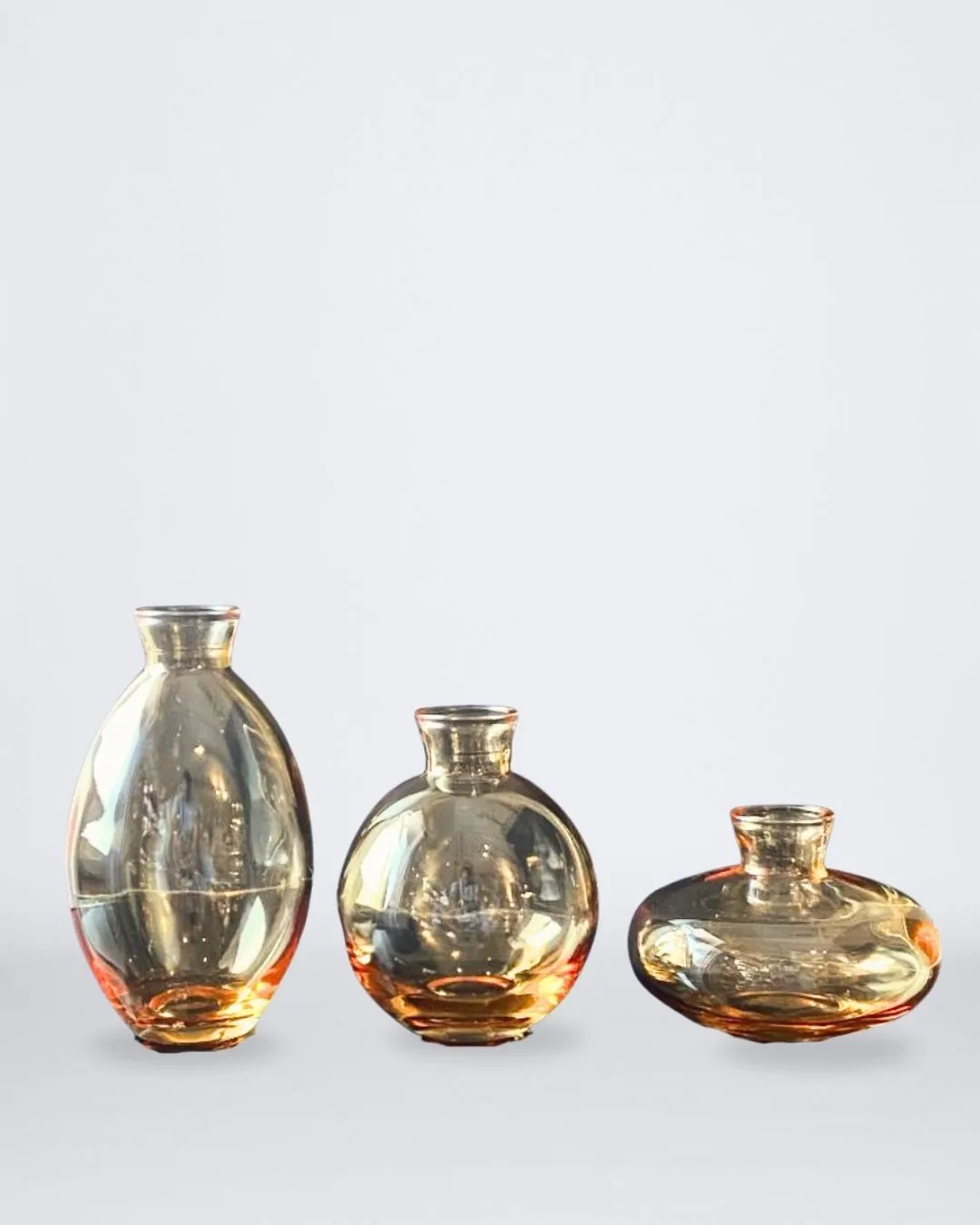 SET X3 FLOREROS DE VIDRIO COLOR AMBAR
