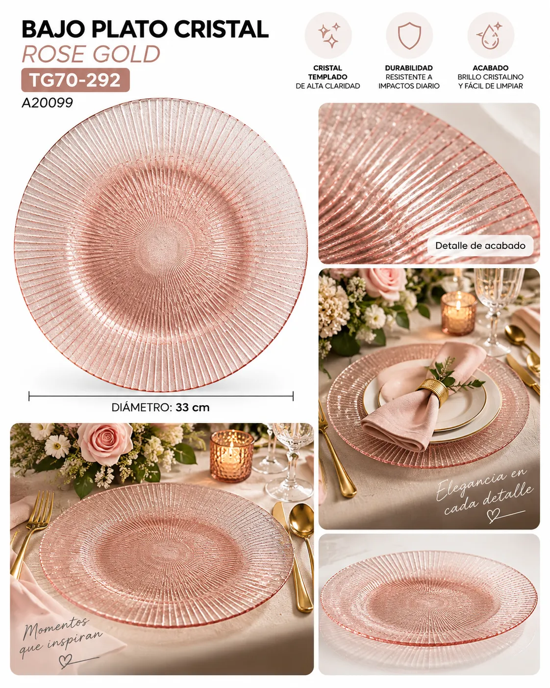 BAJO PLATO ROSA