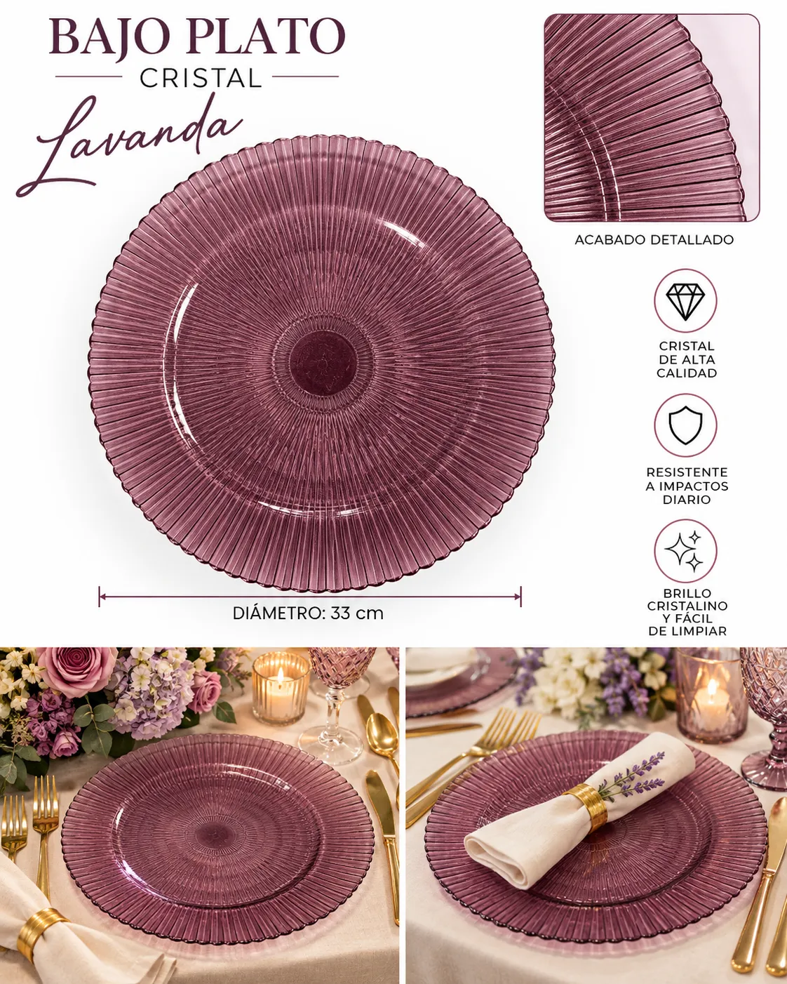 BAJO PLATO LAVANDA