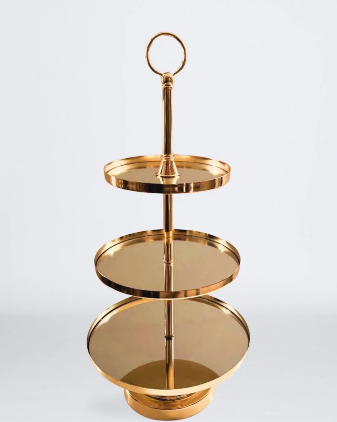 BASE ARO PARA PASTELES METAL Y ESPEJO DORADA