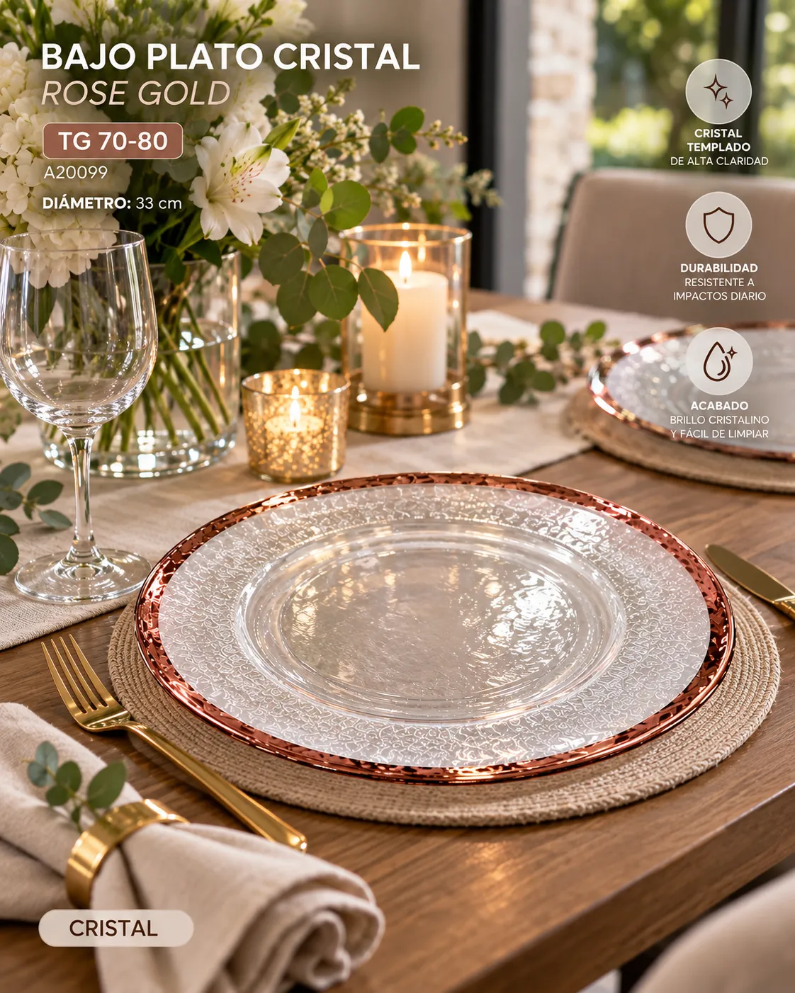 BAJO PLATO ROSE GOLD - imagen 2