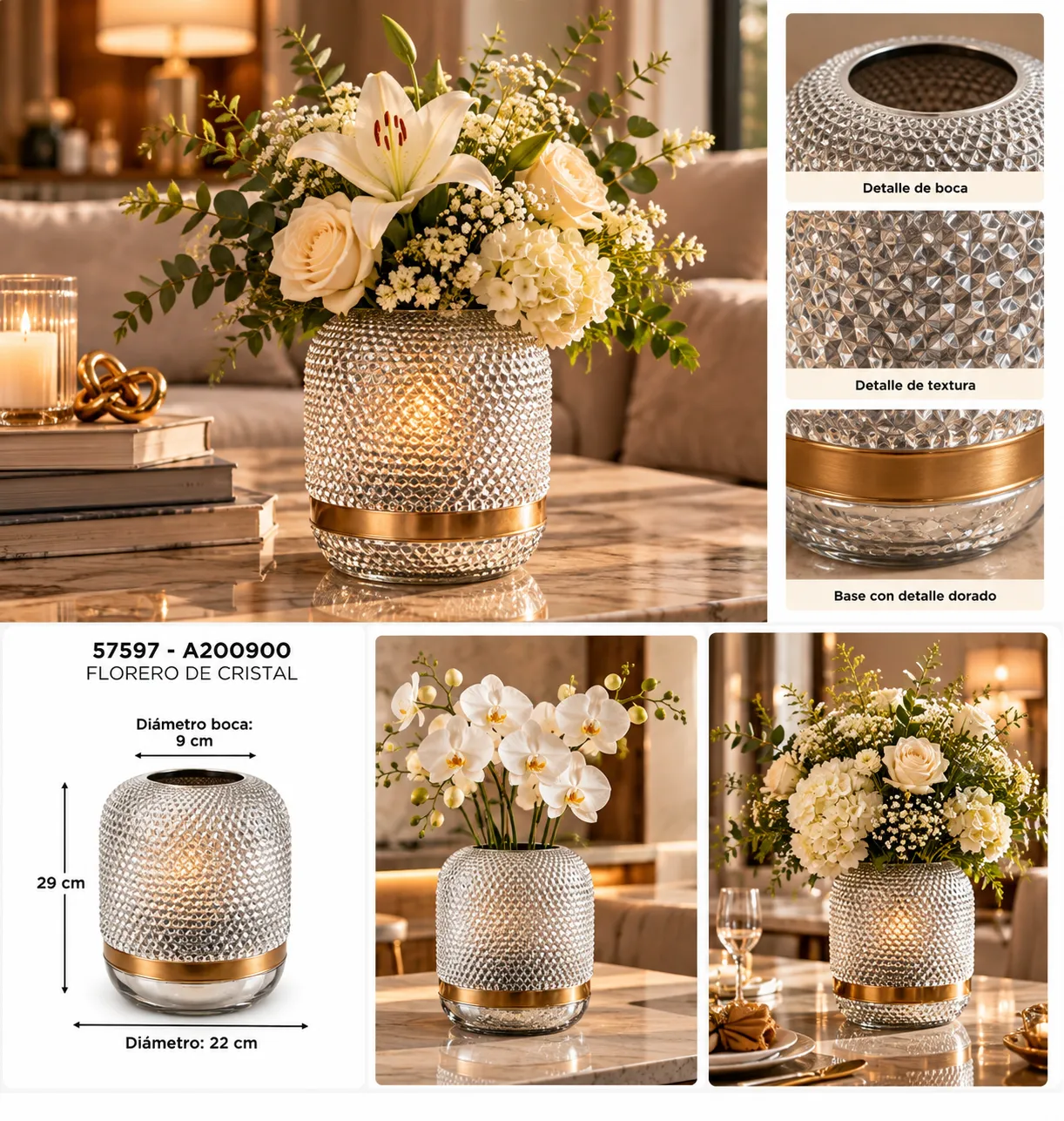 FLORERO CRISTAL TEXTURIZADO - imagen 4