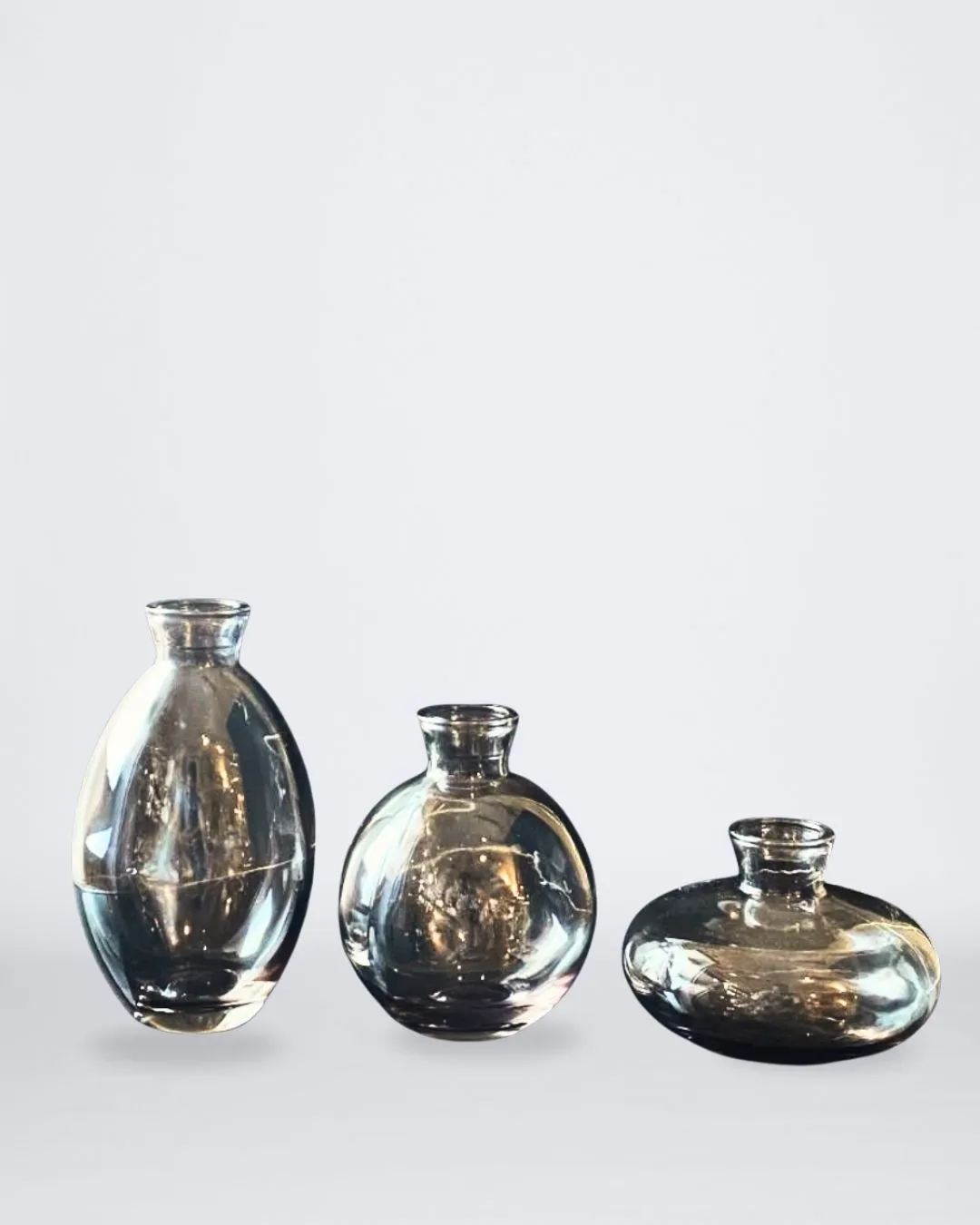 SET X3 FLOREROS DE VIDRIO COLOR HUMO